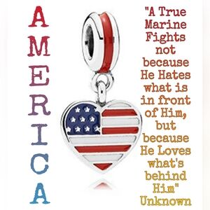 BOGO! Bundle to get the discount!! 925 Silver American Flag Heart Dangle Charm
